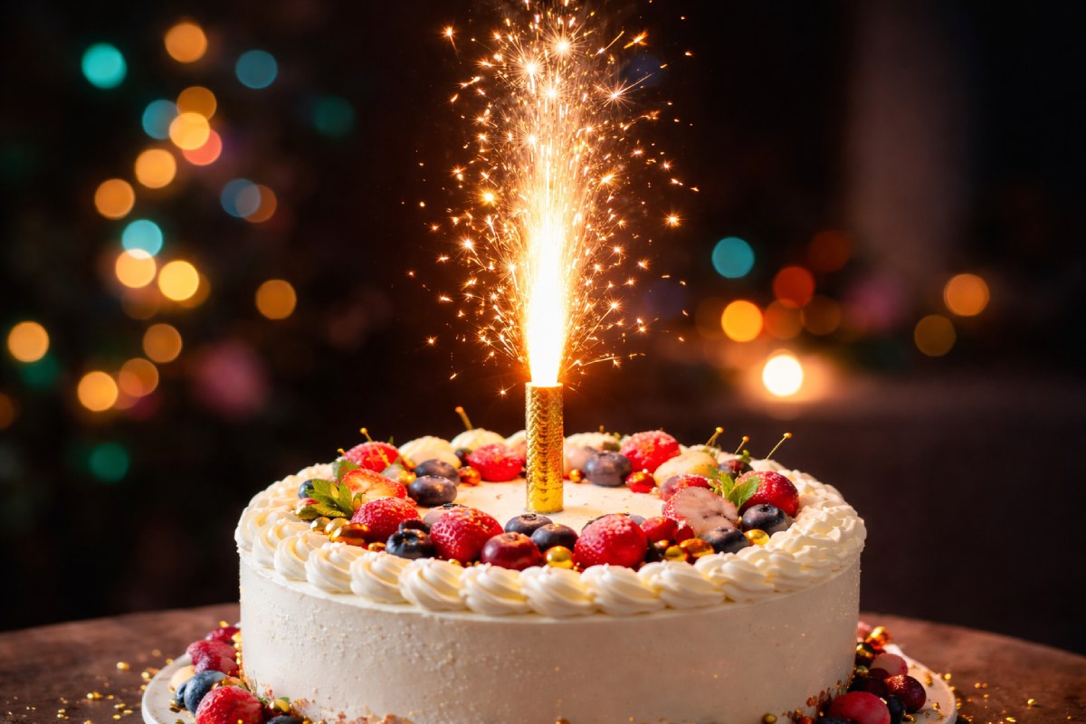 Torta di compleanno e candeline